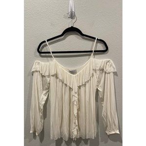 BAILEY/44 Off Shoulder Ruffle Ivory Blouse